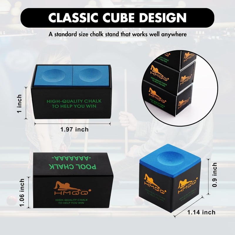 HMQQ Nano Technology Pool Cue Chalk – Professional Billiard Chalk for Tournaments, High Performance, Low Deflection, Durable, Reduces Miscues(2/6/12 Pack,Each Pack Containing 2 Cubes) - Image 2